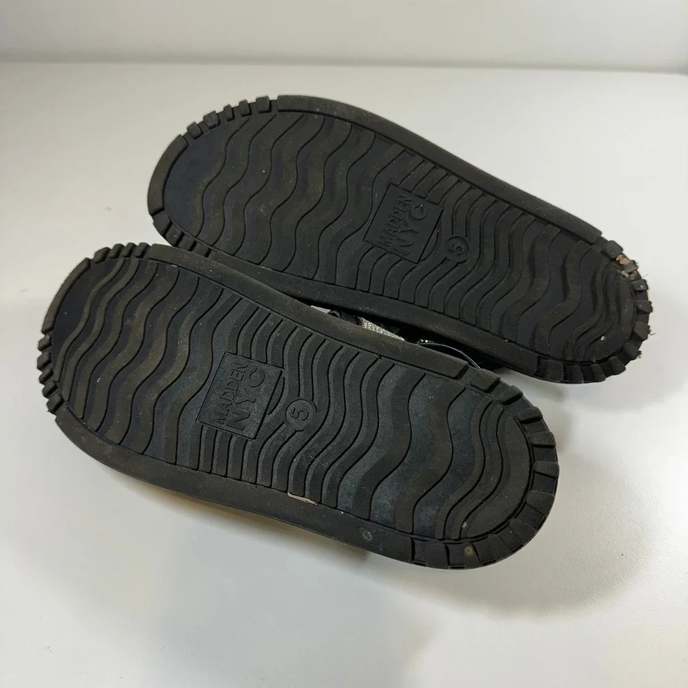 Madden NYC Women Black Rhinestone Chunky Platform Sandals Size 6 Hook Loop Strap